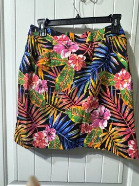 Rafaella Womens Tropical Floral Print Skort  With Vibrant Multicolor Design Size